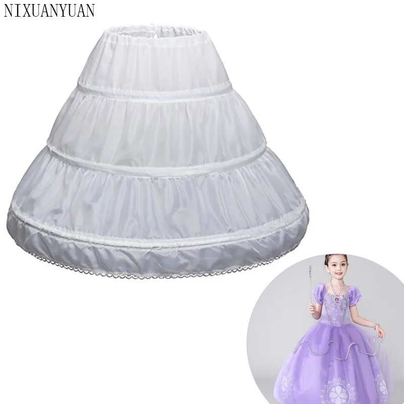 2023 Short Petticoat Girl Waist Adjust Evening Tutu 1 Layer Lace Edge White Kids Underskirt Prom Accessories