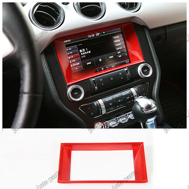 

Red Interior Navigation Panel Frame Cover Trim Fit for 2015 2016 2017 Ford Mustang