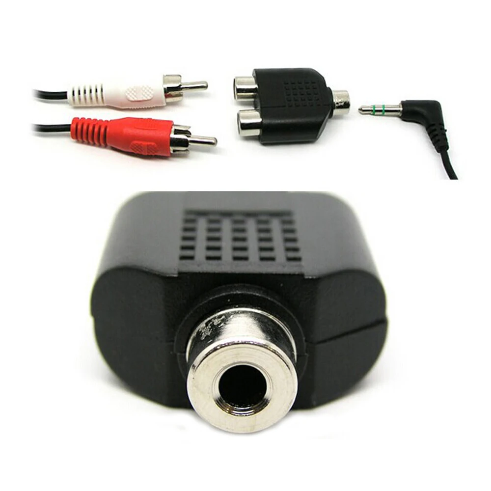 3.5 mm AUX Female to 2 RCA Female Audio Adapter Stereo AUX Splitter Connector for Computer Speaker Earphone Headphone