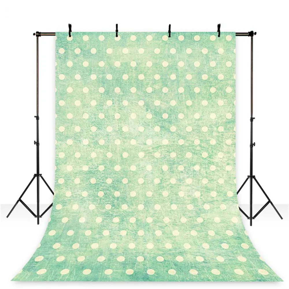 White Polka Dots Green Photography Backdrops Baby Newborn Photo Props Retro Style Photographic Studio Backgrounds Vintage