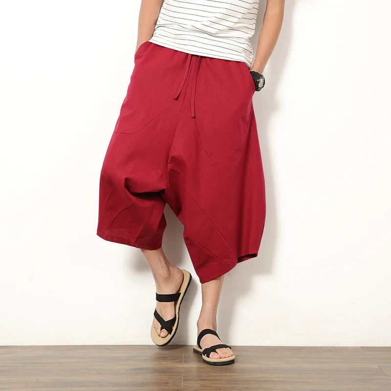Lovers Holiday Summer Fashion Short Men Punk Style Loose Casual Harem Pants Cropped Men Trousers Bottoms Thailand Bali Vocations