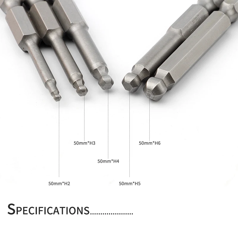 50mm Ball Head Mini Hexagon Screwdriver Bit Set Magnetic Electric Bit Hexagonal Wind Bit For Power Tools H2 H3 H4 H5 H6