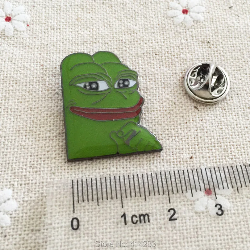 1'' Dank Collector Rare Pepes Green Enamel Pins Badges Metal Craft Pins Popular Meme Smug Frog Lapel Pin