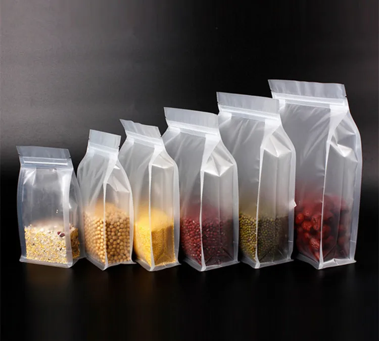 50pcs 3D Stand up Frosted Plastic Zipper Packaging Bag Translucent Candy Coffee Snack Cookie Corn Spice Cereals Storage Pouches