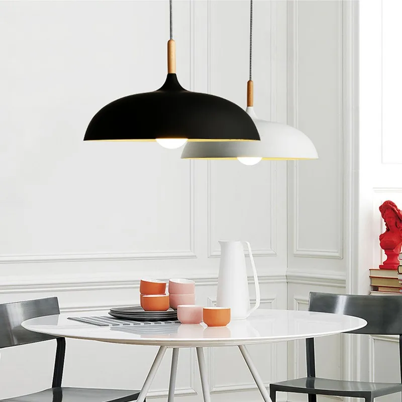 

Nordic Minimalism droplight, black white aluminium E27 pendant light for hanging type restaurant chandeliers ceiling