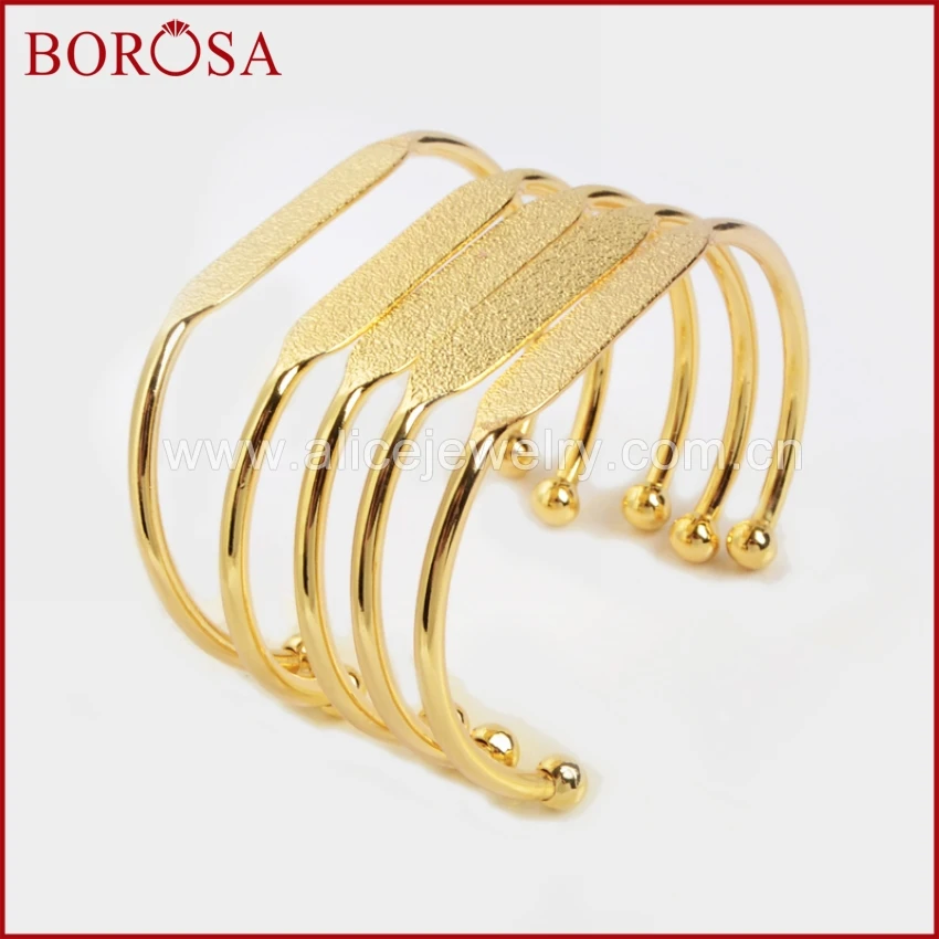 

BOROSA Handcrafted V-Shaped Bracelet Bangle Gold Color Brass Blank Bangle Settings Golden Flat Cuff Bracelet Bangle Making PJ026