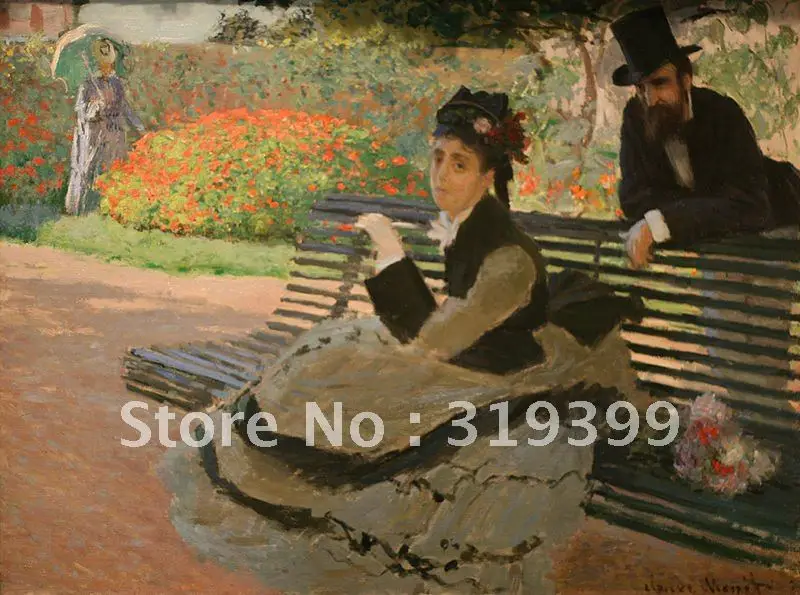 

Claude Monet Oil Painting Reproduction, Oil Painting,Camille on a Garden Bench ,100% handmade,Free Fast Shipping