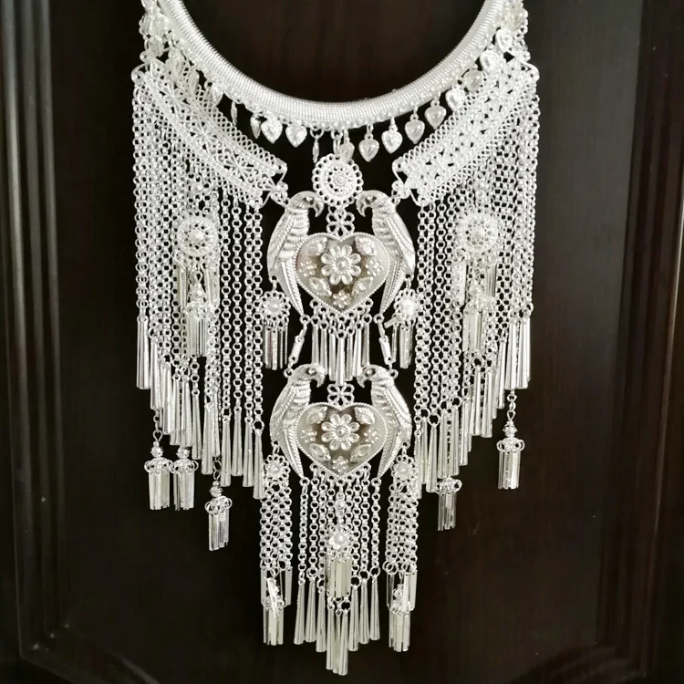 Collar de plata Miao de 28 diseños, accesorio étnico, exagerada, grupo étnico