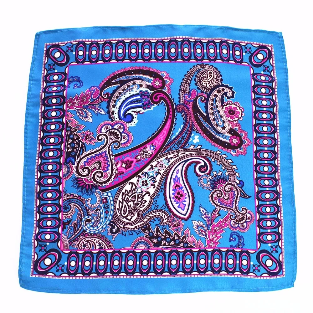 GUSLESON Polka Dot Paisley Floral Handkerchief Silk Satin Mens Hanky Fashion Classic Wedding Party Pocket Square One side Print