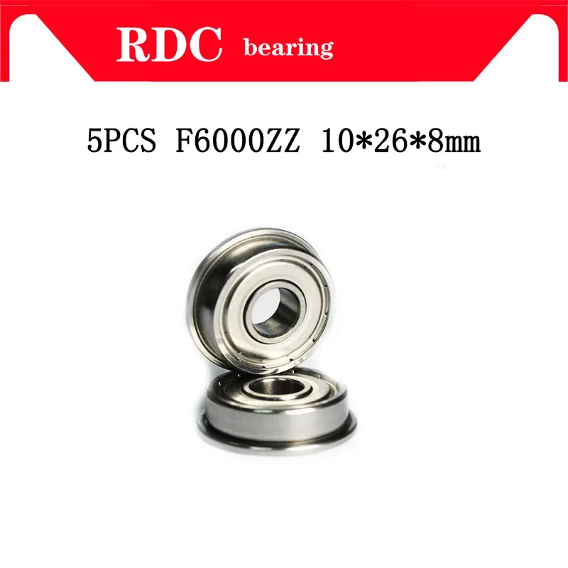 

High quality 5pcs ABEC-5 F6000ZZ F6000-2Z 10x26x8 mm flanged Bearing Ball Bearings F6000 ZZ F6000Z Metal Shielded