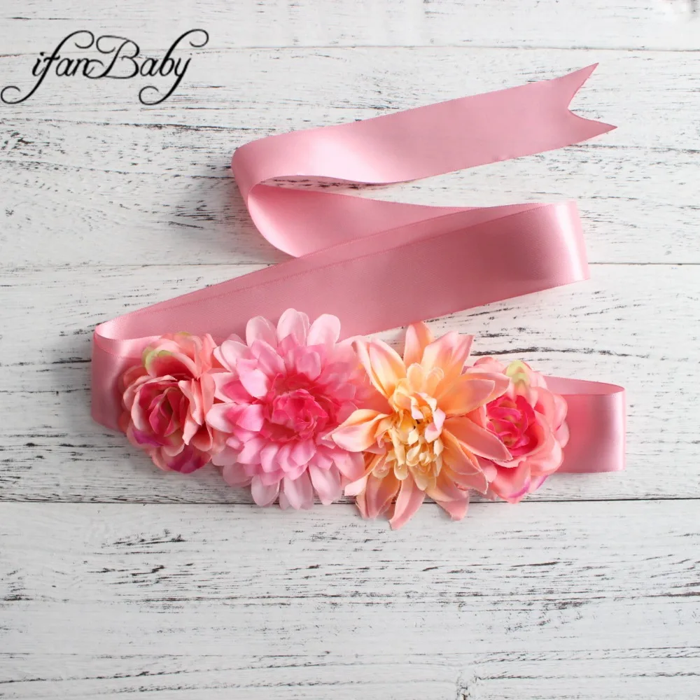 Beach Flower Sash for Bridal wedding with Artificial Floral sash belt female belt