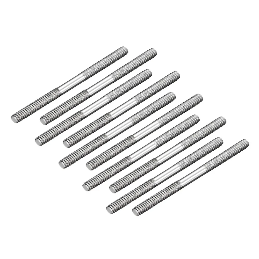 Uxcell 10pcs M2 Pushrod Connector Two Side Thread Stainless Steel Rod Linkage 25mm 30mm 35mm 45mm 55mm 65mm for RC Boat Car