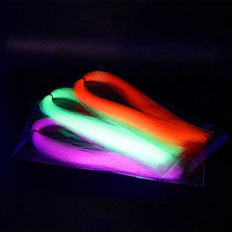 Hot 6packs/set UV fluo Flashabou Tinsel twist type or flat type UV hue tinsels synthetic tying material for steelhead streamers