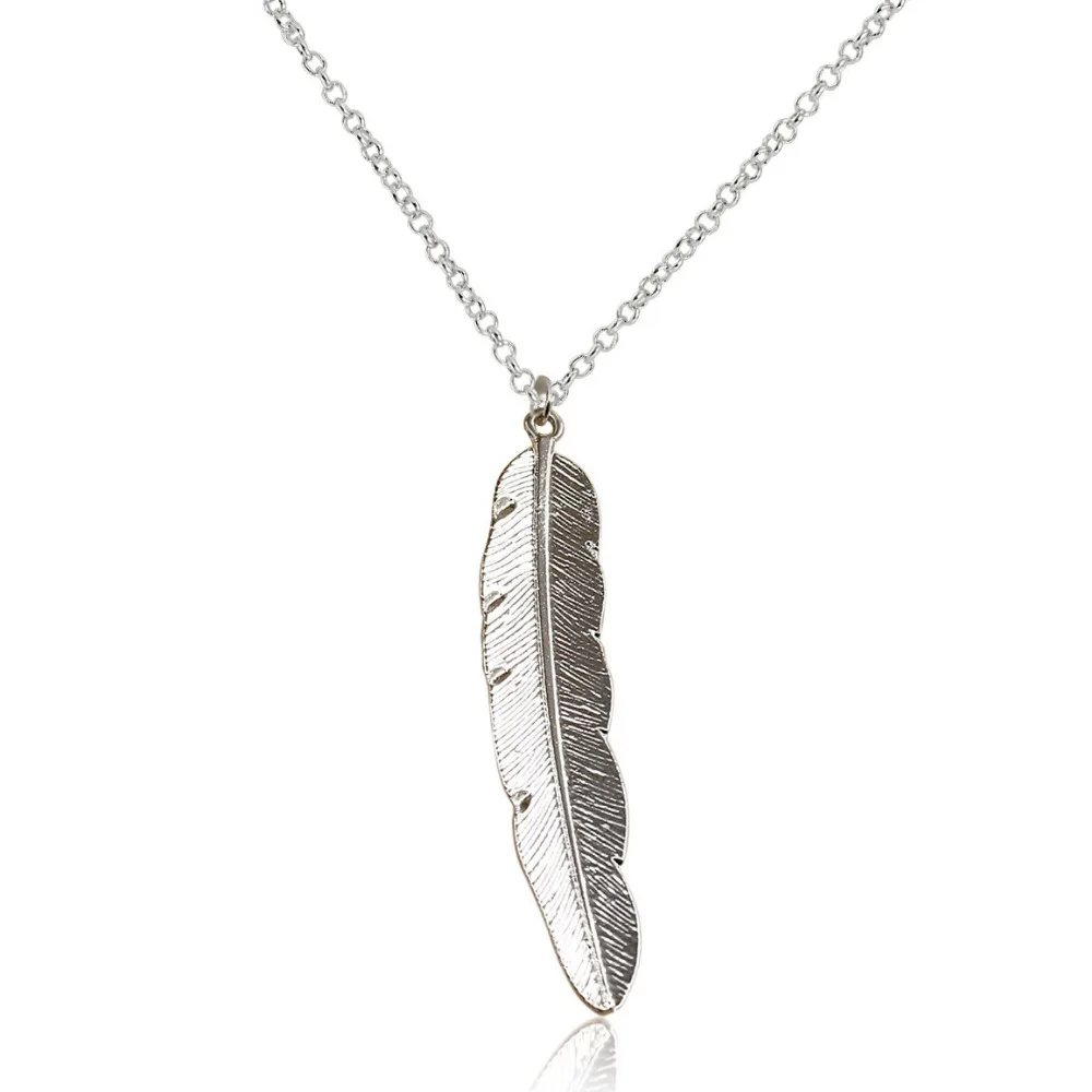 Long Feather Statement Pendant Necklace For Women Sexy Chain Neck Collars Simple Fashion Collies Minimalist Beach Jewelry