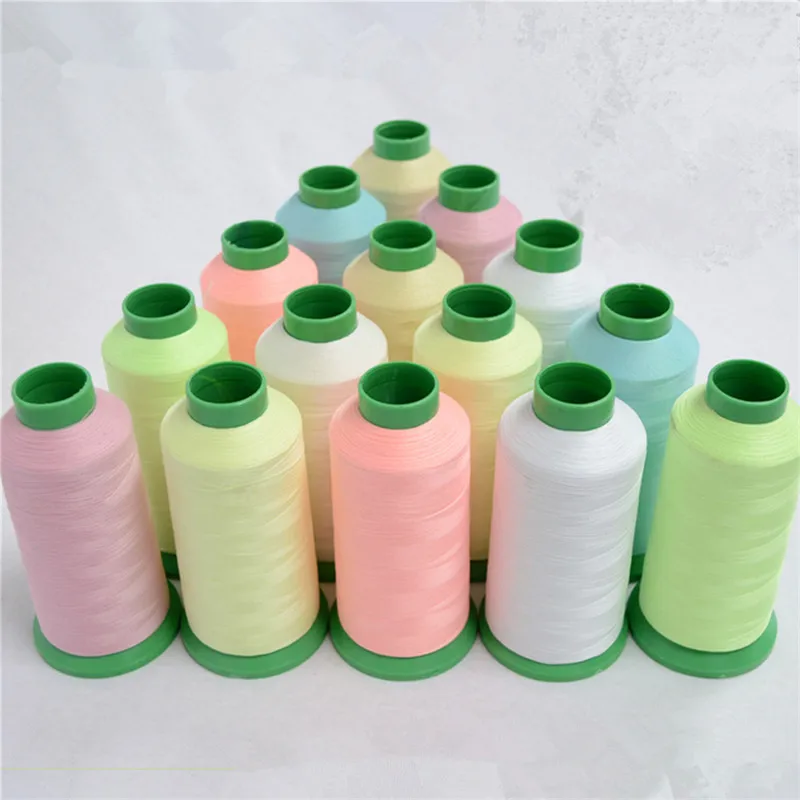 Luminous Glow in the Dark Machine Sewing Thread, Hand Yarn, DIY Embroidery, Pink, Ivory, Blue Color, 1Roll, 1000 Yards Spool