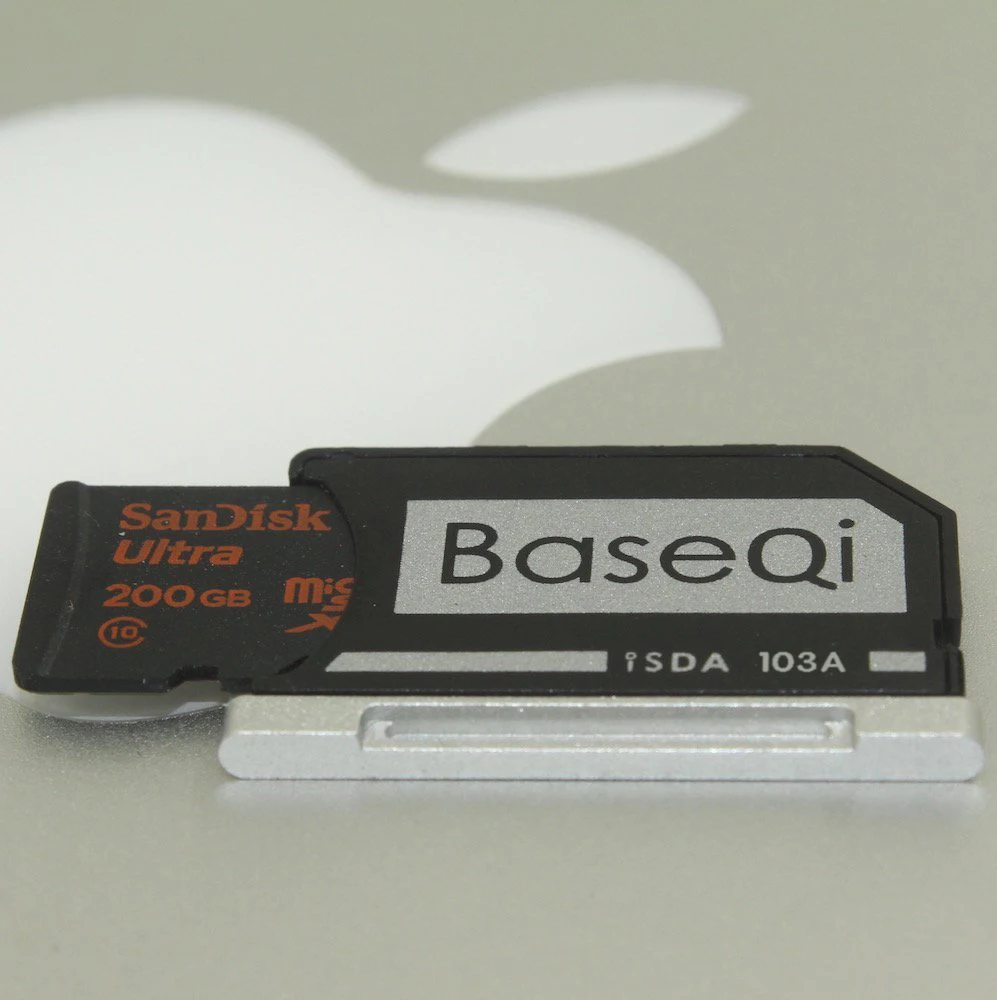 Baseqi per Macbook Air lettore di schede adattatore Micro SD Card MiniDrive in alluminio da 13 pollici