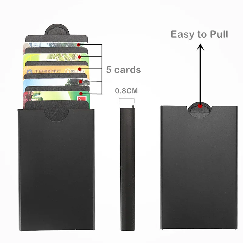 QOONG 2023 New RFID Blocking Men Women Wallets ID Card Case Automatic Pop Up ID Credit Card Holder Pull-Down Cardholder KH1-028