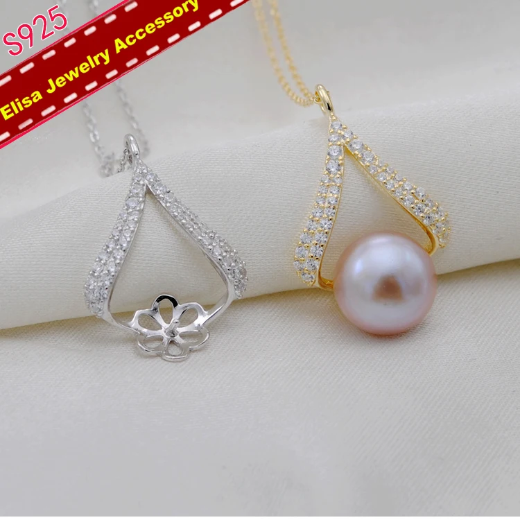 

Waterdrop Design Pendant Necklace Findings S925 Sterling Silver Chain Accessory Women DIY Fittings 3Pieces/Lot