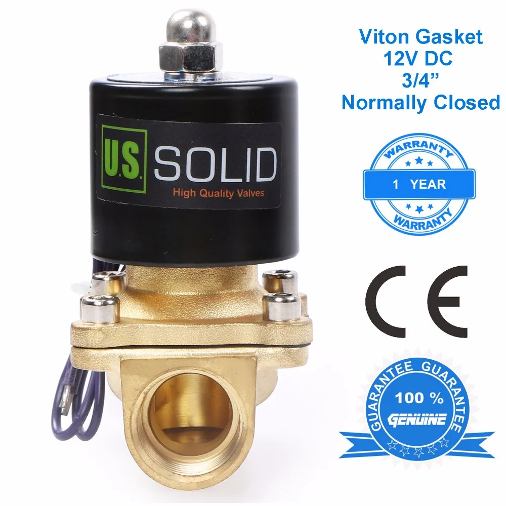 U.S. Solid 3/4" Brass Electric Solenoid Valve 12 V DC Normally Closed diesel  kerosine  alcohol Air Gas Oil Water