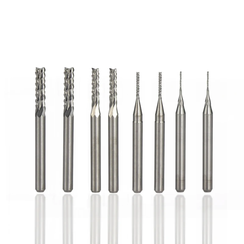 XCAN Corn End mill 10pcs 0.5-3.175mm Carbide PCB Milling Bit PCB Milling Cutter CNC Cutting Milling Tools