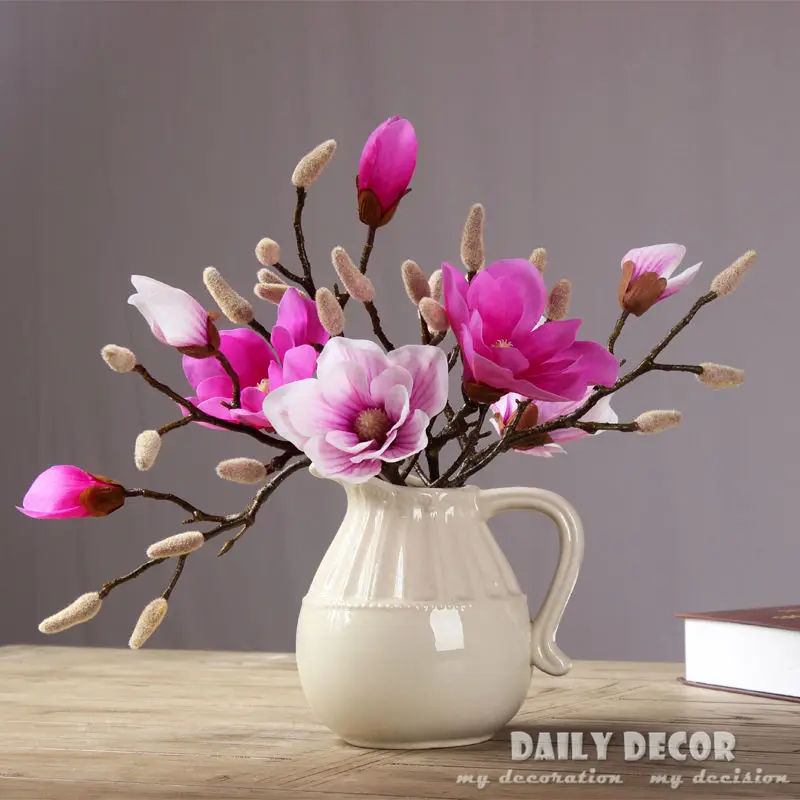 100% Real touch high simulation Magnolia decorative artificial Silicone flower hand feel / felt high quality magnolias orchids