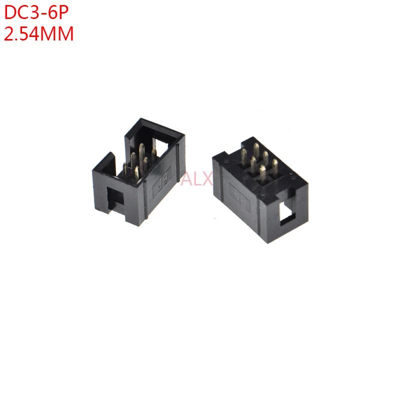 10pcs dc3-6p 2.54MM pitch JTAG ISP MALE SOCKET straight idc box headers PCB CONNECTOR DC3 DOUBLE ROW 2x3PIN 6PIN 6P HEADER