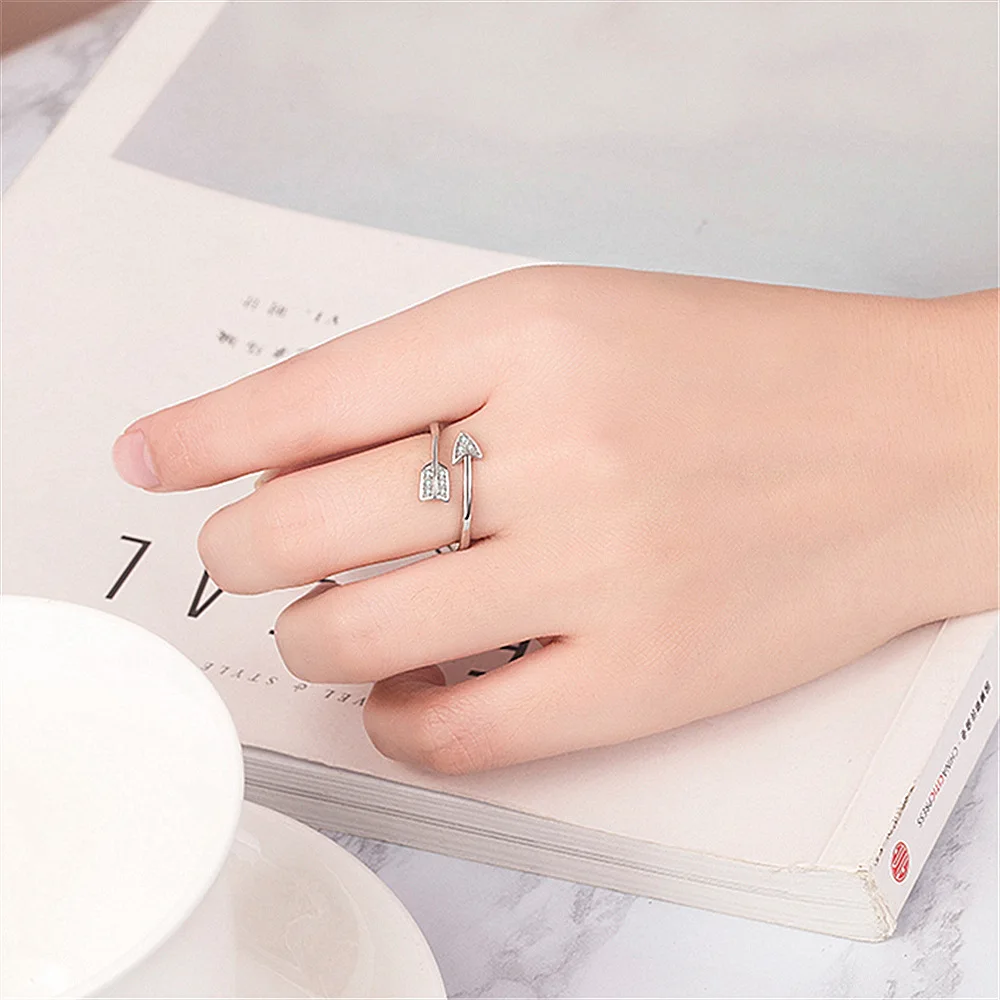 KNOCK high quality New Arrival Fashion Silver Plated Arrow crystal  for women Adjustable Engagement ring arrow women jewelry