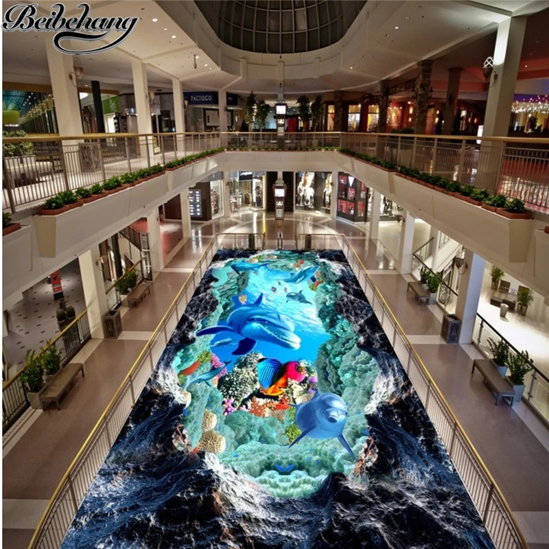 

beibehang Custom 3D flooring to draw the ocean 3D three-dimensional painting to paste the decorative painting wallpaper