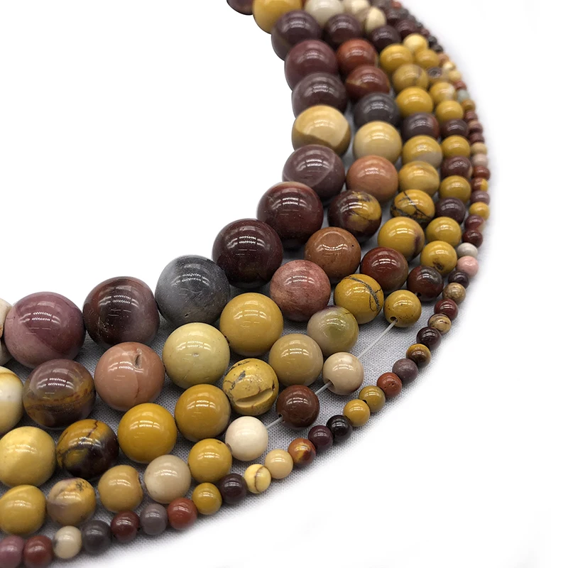 Natural Stone Mookaite Egg Yolk Loose Beads 4 6 8 10 12MM Fit Diy Bracelet Necklace For Jewelry Making Wholesale