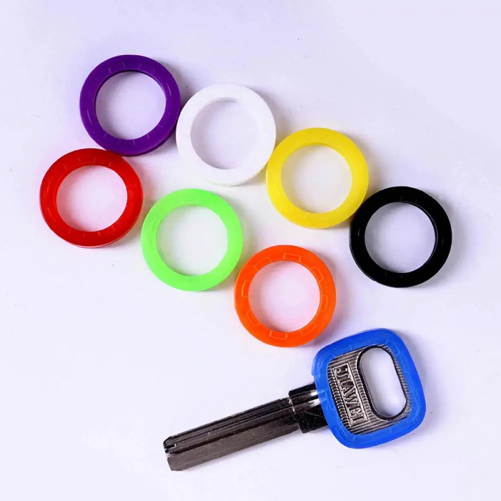 Newly 8pcs Bright Colors Hollow Silicone Key Cap Covers Topper Keyring Key Rings Key Case For Car wholesale Stylish Decoration