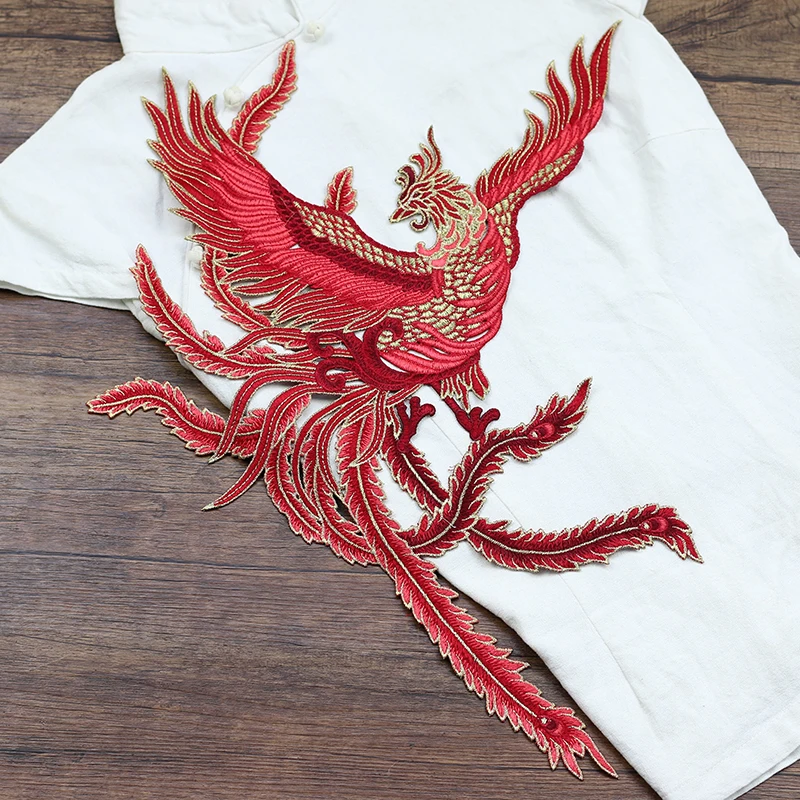 1 sztuk duże 3 kolory Phoenix haftowane patche szyć na odzieży ozdoby do aplikacji na ubrania akcesoria do ślubnego qipao