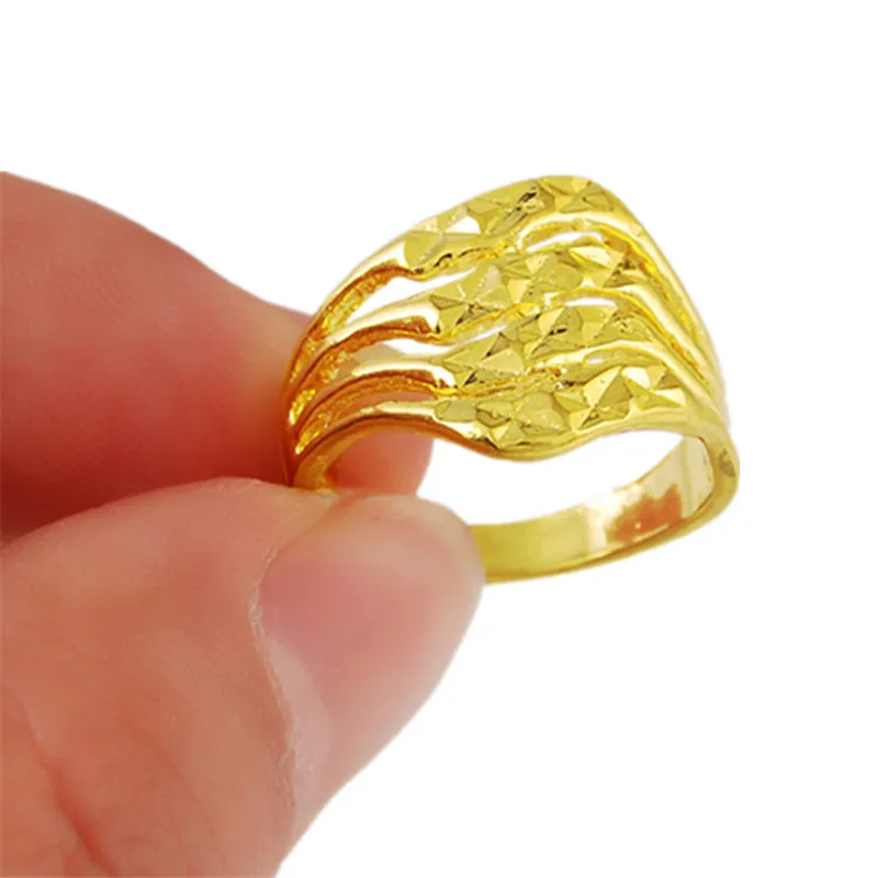 Fashion Design Gold Color Finger Rings Women Wedding Jewelry Ring Gold Filled Golden Rings Size 6 7 8 9 R002 image 3