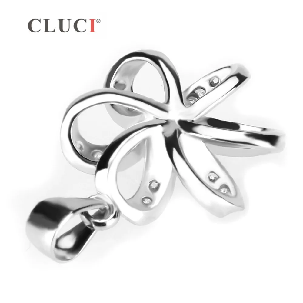 CLUCI Women Flower Silver 925 Pendant for Necklace Jewelry 925 Sterling Silver Pearl Pendant Mounting Women Jewelry SP027SB