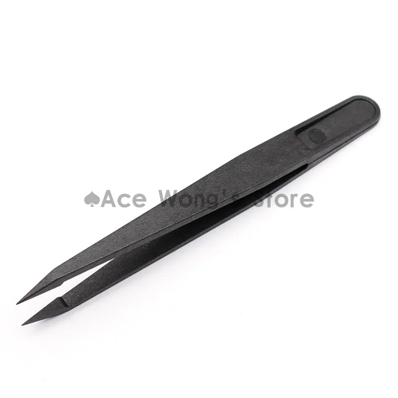 Portable Black Straight Bend Anti-static Plastic Tweezer Heat Resistant Repair Tool 93302