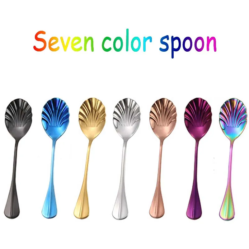 

Christmas Decor Shell Shape Coffee Spoons, Colorful Dessert Tea Spoons, Dinnerware Set,Tea Mixing Scoop Suit, Cutlery Set