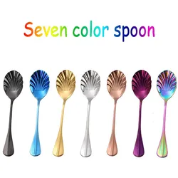 Christmas Decor Shell Shape Coffee Spoons, Colorful Dessert Tea Spoons, Dinnerware Set,Tea Mixing Scoop Suit, Cutlery Set