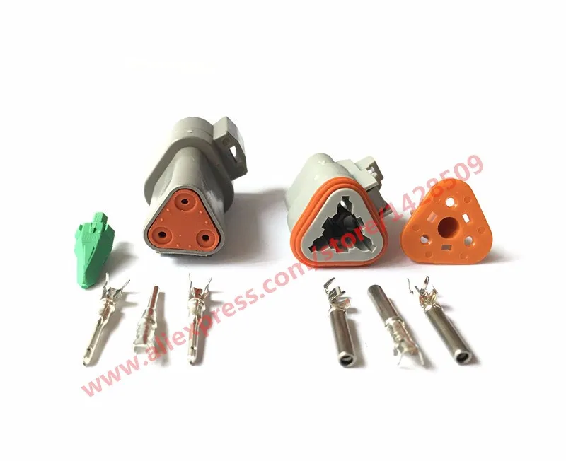 1 Set 3 Pin Female Male Waterproof Electrical Wire Connector Plug Deutsch Enhanced Seal Shrink Boot Adapter DT06-3S DT04-3P