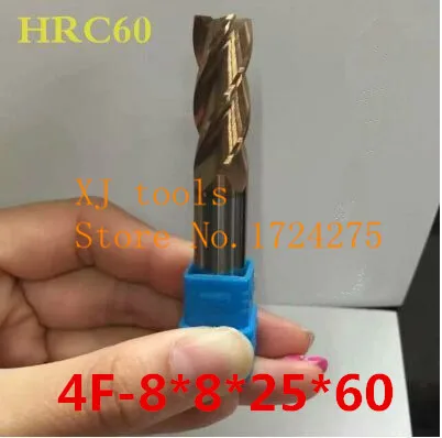 Free Delivery  HRC60 Superior quality 3PCS*4F-8.0*8*25*60 Solid Carbide End Mill CNC Milling Cutter Tool Bits For Steel Milling