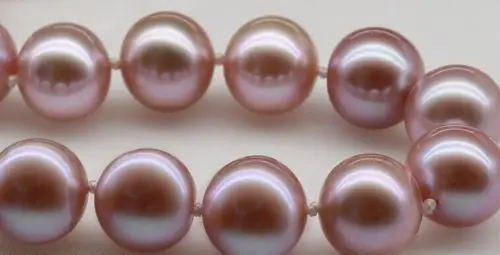 

10-11mm natural south sea genuine gold purple pink round pearl necklace 18"