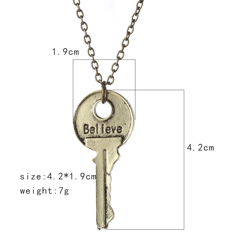 Fashion Vintage Charm Believe Key Necklace Double Letter Believe Design Inspirational Pendants Jewelry For Men And Women Gifts