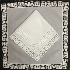 Set of 12 Fashion Ladies Handkerchiefs White Cotton Wedding Bridal Handkerchief Vintage Embroidered Lace Hankie Hanky 12x12-inch