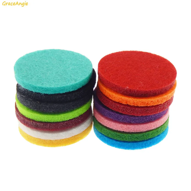 GraceAngie Wholesale 20pcs Colorful Felt Essential Oil Diffusing Perfume Locket Replacement Pads Necklece Jewelry Findings 30mm