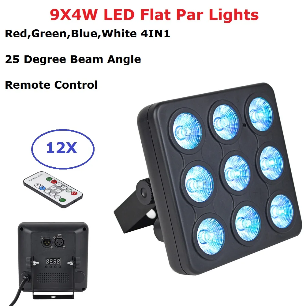 

9X4W 4IN1 Rmeote DMX 512 Sound Auto Mode Led Par Light For DJ Wedding Event Decoration Home Party Night Club Dj Equipment Disco