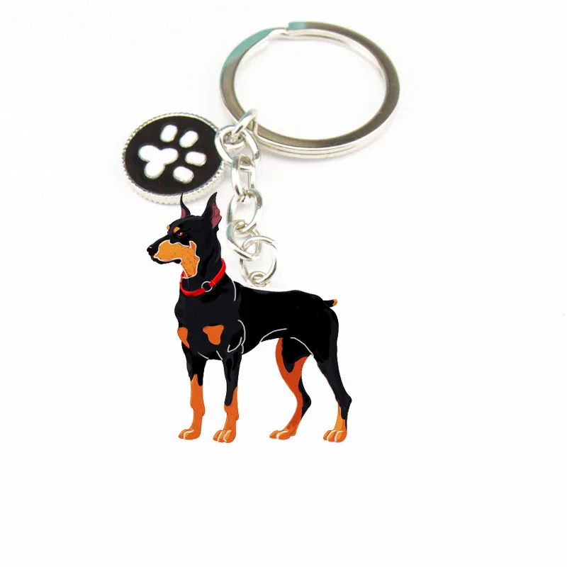 Dobermann dog pendant key chains for men women bag charms car keychain metal key ring holder jewelry gift Lovely Animal Key