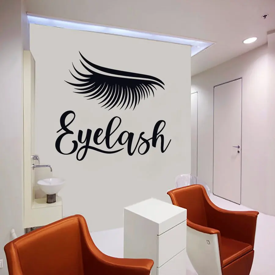 Eyelash Decals Wall Decal Window Sticker Beauty Salon Decor Lashes Eyebrows Brows Wall Stickers Girls Room Bedroom Mural G118