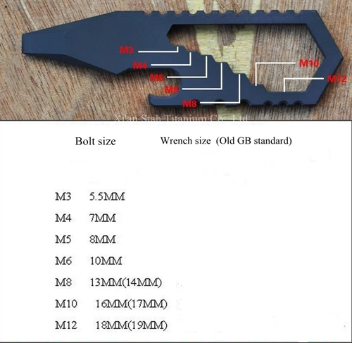 Titanium TC4 EDC Multifunctional M3 M4 M5 M6 M8  M10 M12 Flat Screwdriver / Spanner / Bottle Opener / Key Accessory 20g/pc