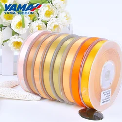 YAMA 25 28 32 38 mm 100yards/lotto Doppio Viso Nastro di Raso Scuro Luce di Colore Giallo per la Cerimonia Nuziale Del Partito decorazione Fatta A Mano Fiori di Rosa