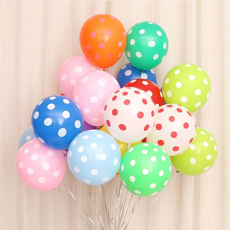 100 pcs 12 inch Polka dot printed latex balloons Birthday Home Party Wedding Decor Air Balloons Event Party Supplies Helium Ball