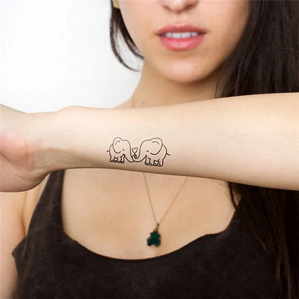 Waterproof Temporary Tattoo Sticker double elephant lovely animal tatto stickers flash tatoo fake tattoos for girl women