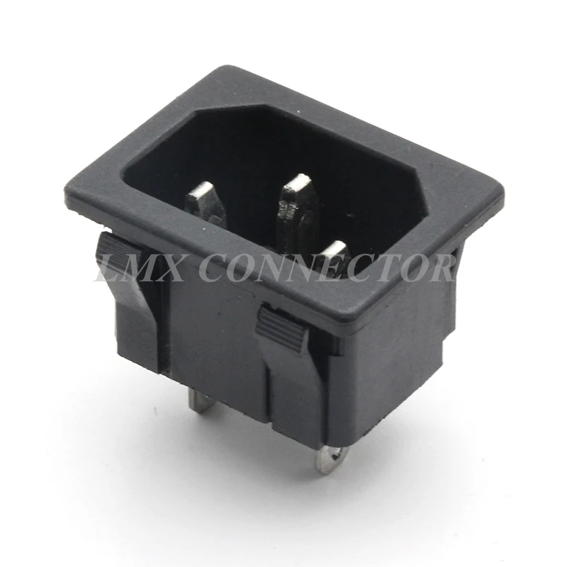 10PCS IEC320 C14 Black Male Plug Power socket 3P Connector iron copper Switch 250V 15A AC-08